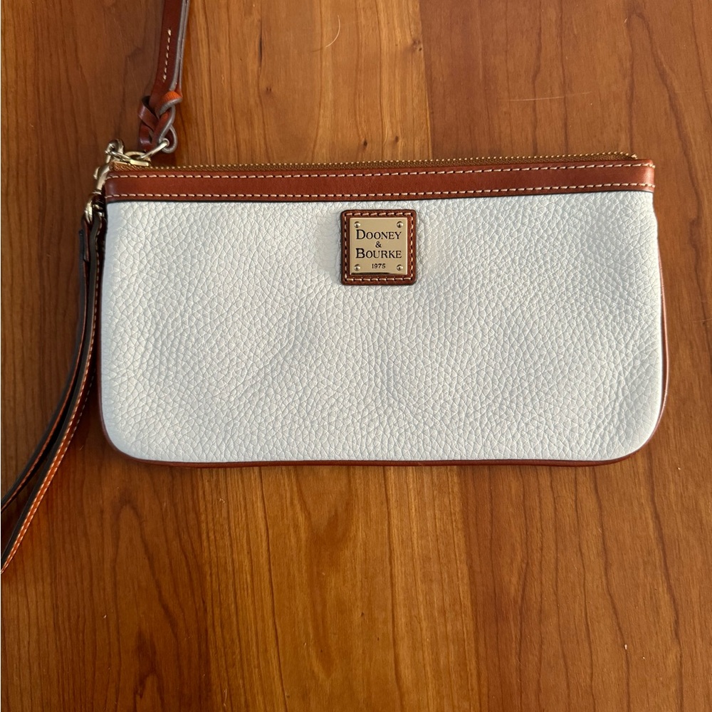 Dooney & Bourke White Pebble Leather Wristlet